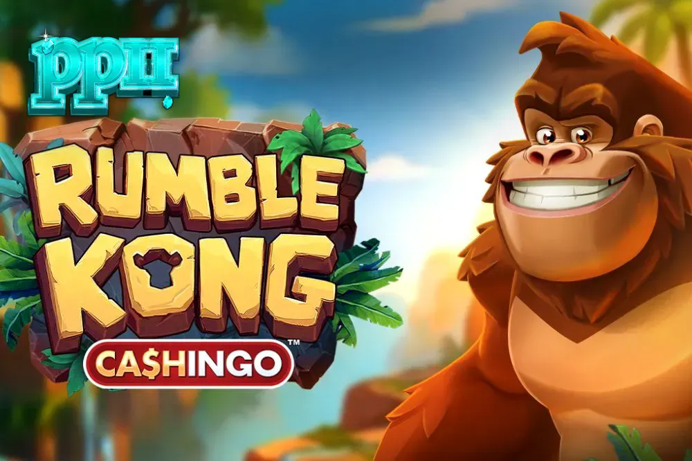 Interface vibrante do slot Rumble Kong CASHINGO com tema de selva